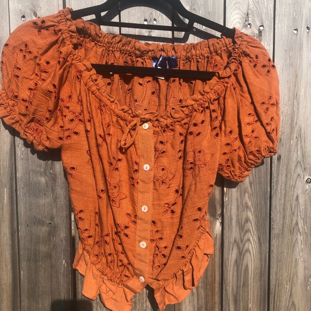 Burnt Orange Crop Shirt